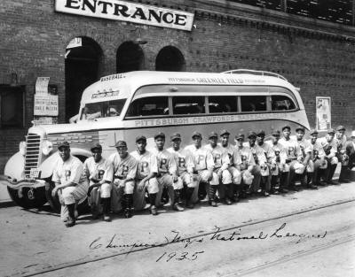 Pittsburgh Crawfords in front of bus