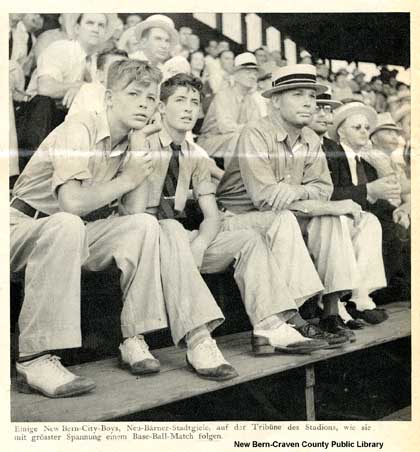 Crowd watching ballgame at Kafer Park, 1939