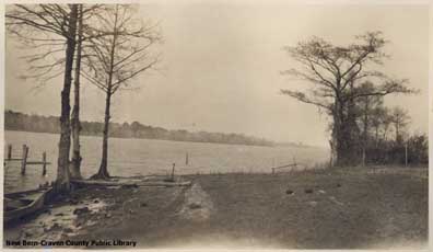 View of Trent River from grave site of Abner Nash